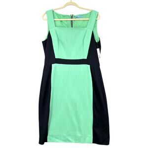 Antonio Melani Mikko Blue Green Sleeveless Color‎ Block Sheath Dress 12